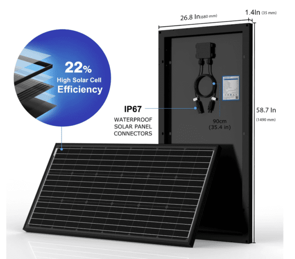 200w RV Solar Panel - Monocrystalline 12V - Image 2
